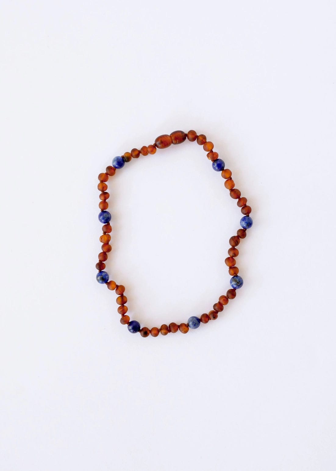 Raw Cognac Amber + Lapis Lazuli Halo Necklace Canyon Leaf Lil Tulips