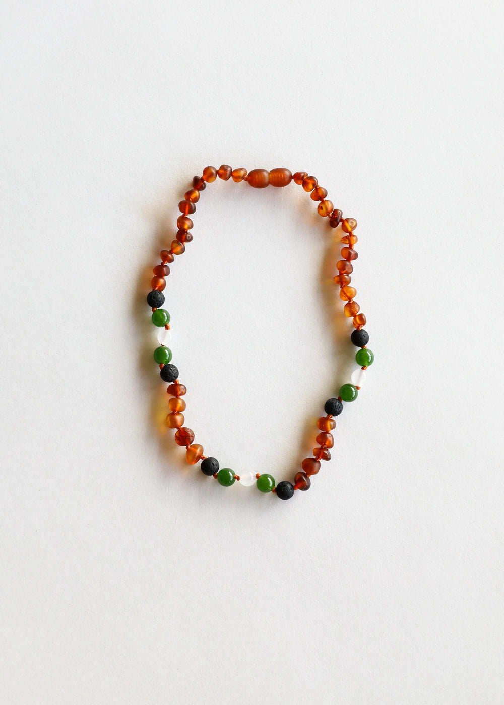 Raw Cognac Amber | Lava + Jade + Agate | Necklace Canyon Leaf Lil Tulips