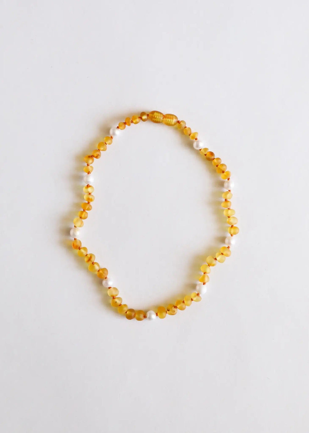 Raw Honey Amber + Pearl Halo Necklace Canyon Leaf Lil Tulips