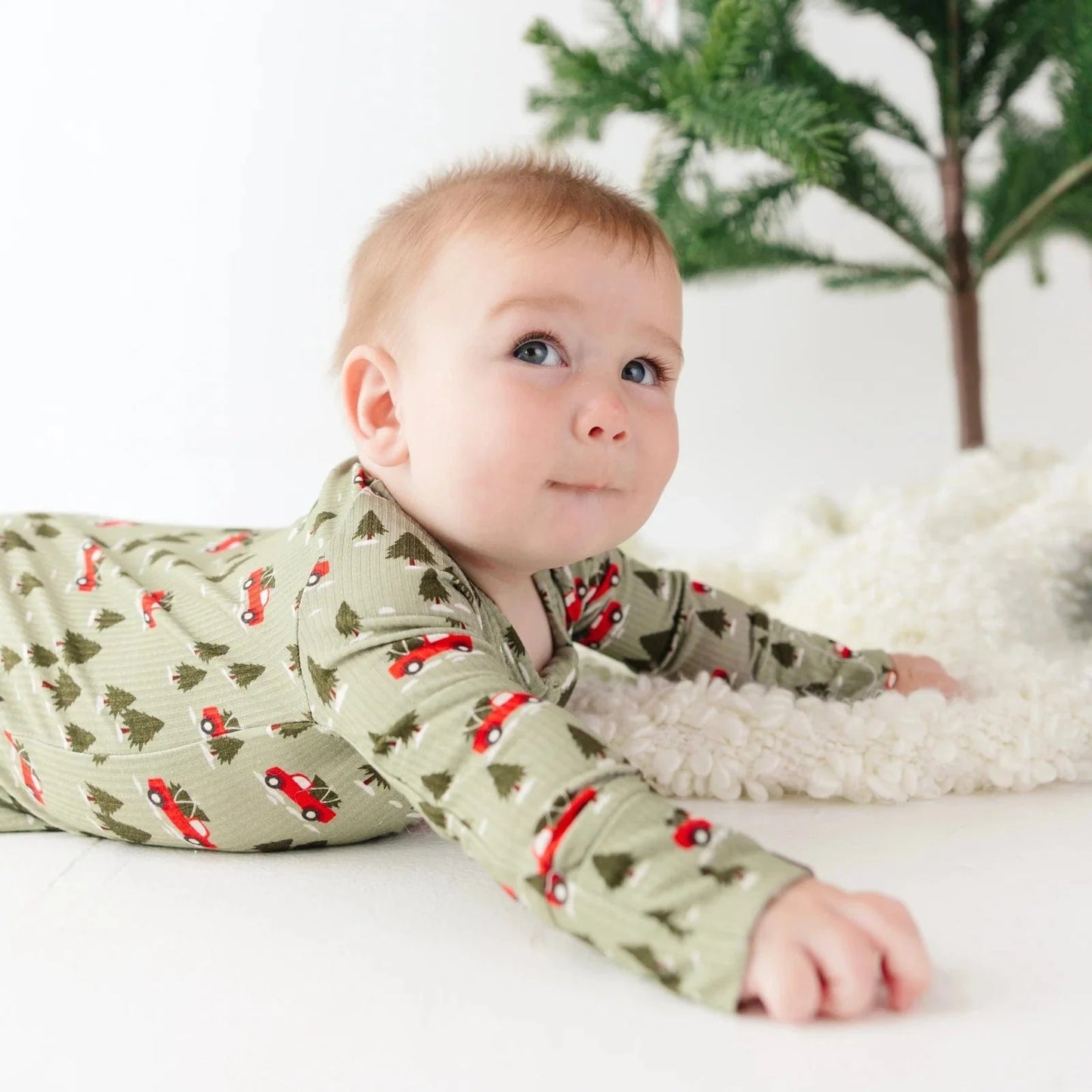 Red Christmas Trucks Small Ribbed Zip Romper Brave Little Ones Lil Tulips