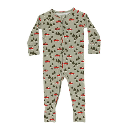 Red Christmas Trucks Small Ribbed Zip Romper Brave Little Ones Lil Tulips