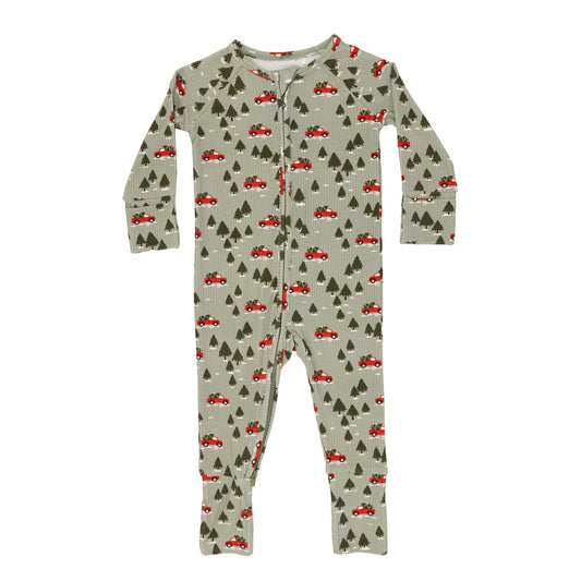Red Christmas Trucks Small Ribbed Zip Romper Brave Little Ones Lil Tulips