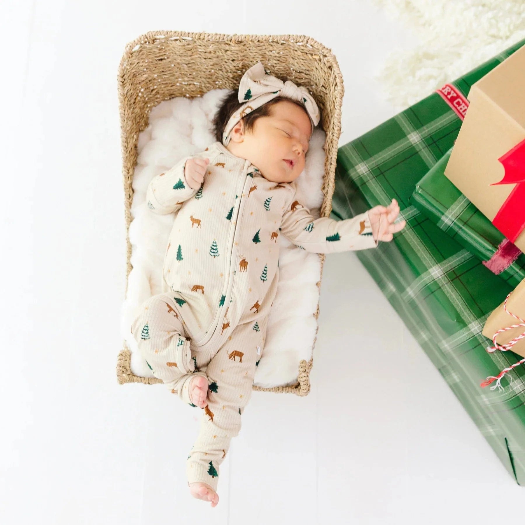 Reindeer Forest Small Ribbed Zip Romper Brave Little Ones Lil Tulips