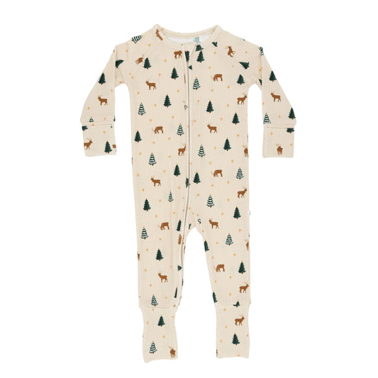 Reindeer Forest Small Ribbed Zip Romper Brave Little Ones Lil Tulips