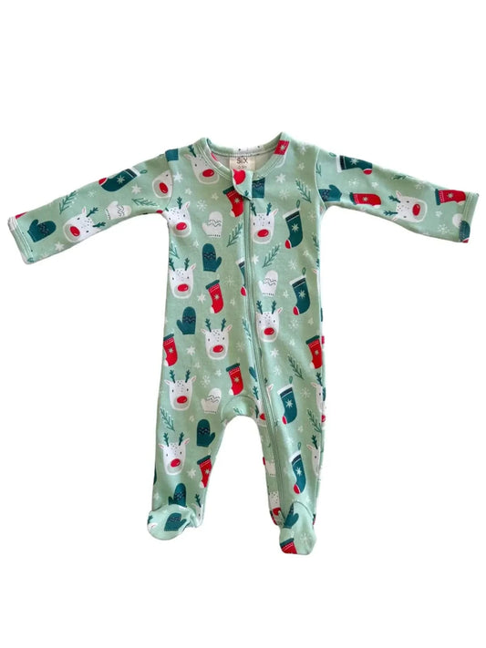 Reindeer - Organic Zip Footie SIIX Collection Lil Tulips