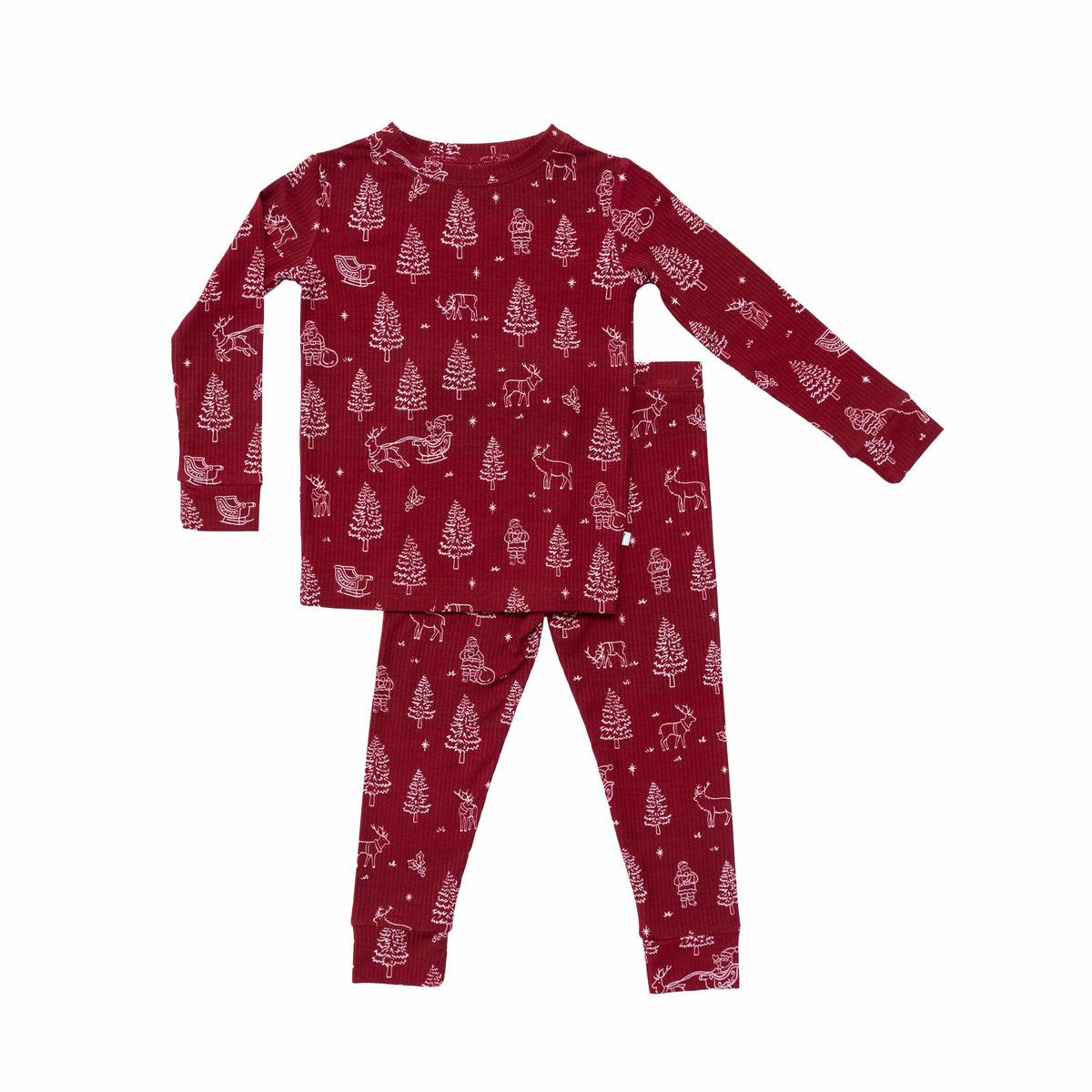 Reindeer & Santa Sleigh Small Ribbed Two-Piece Set Brave Little Ones Lil Tulips