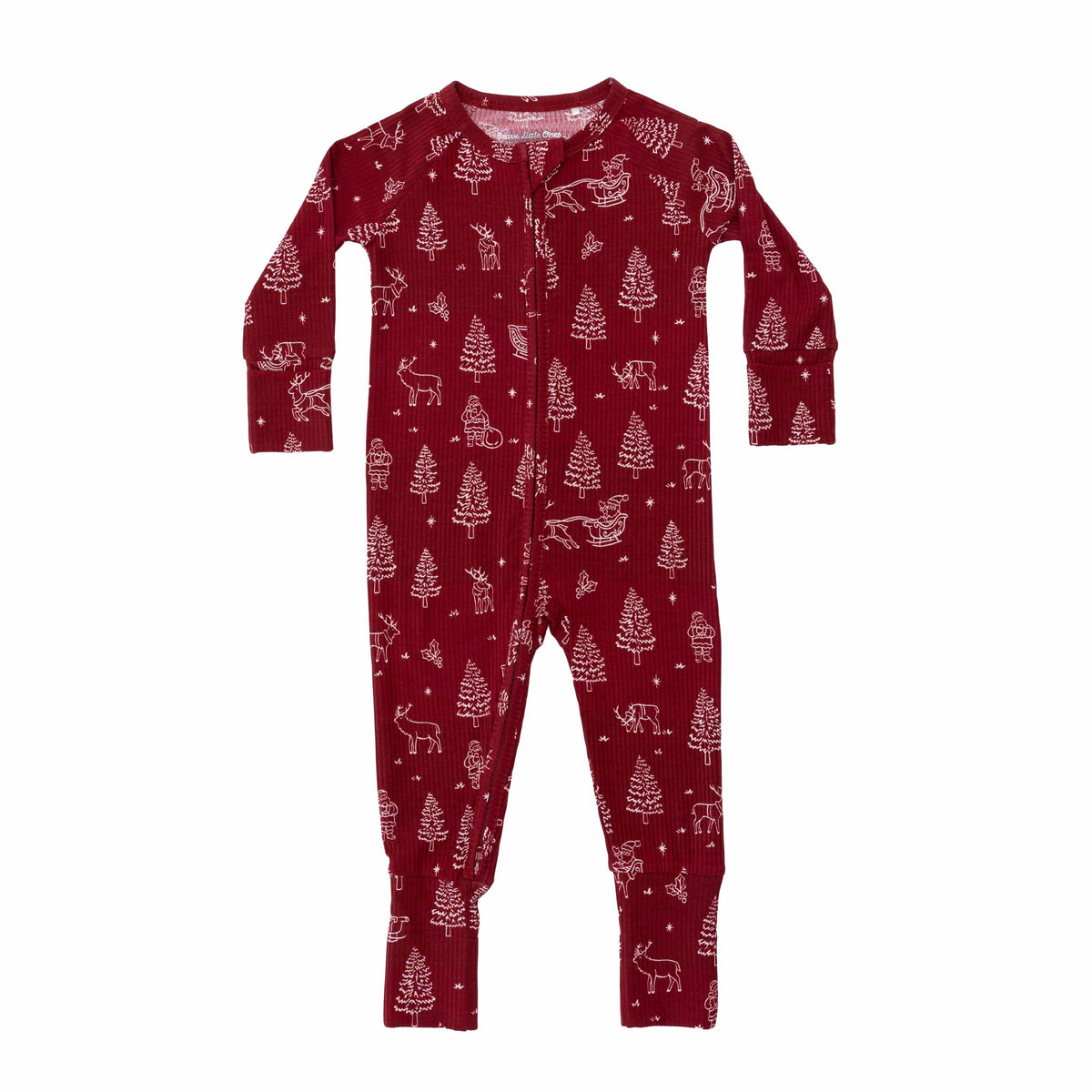 Reindeer & Santa Sleigh Small Ribbed Zip Romper Brave Little Ones Lil Tulips