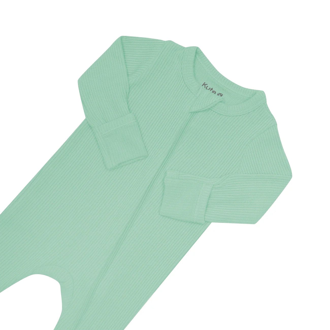 Ribbed Zipper Footie in Wasabi Kyte Baby Lil Tulips