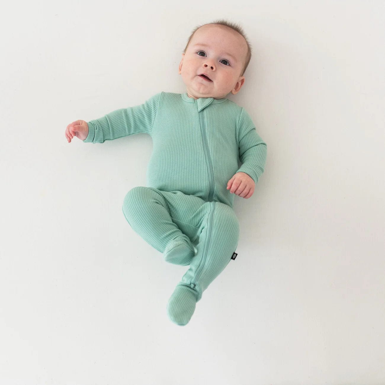 Ribbed Zipper Footie in Wasabi Kyte Baby Lil Tulips