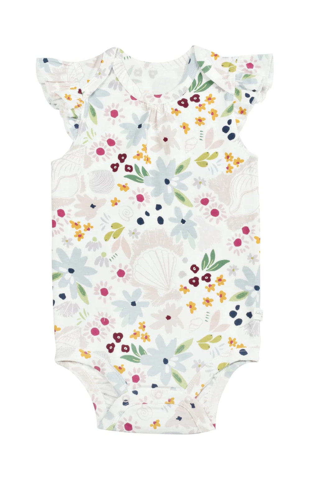 Ruffle Bodysuit - Shell Floral LouLou Lollipop Lil Tulips