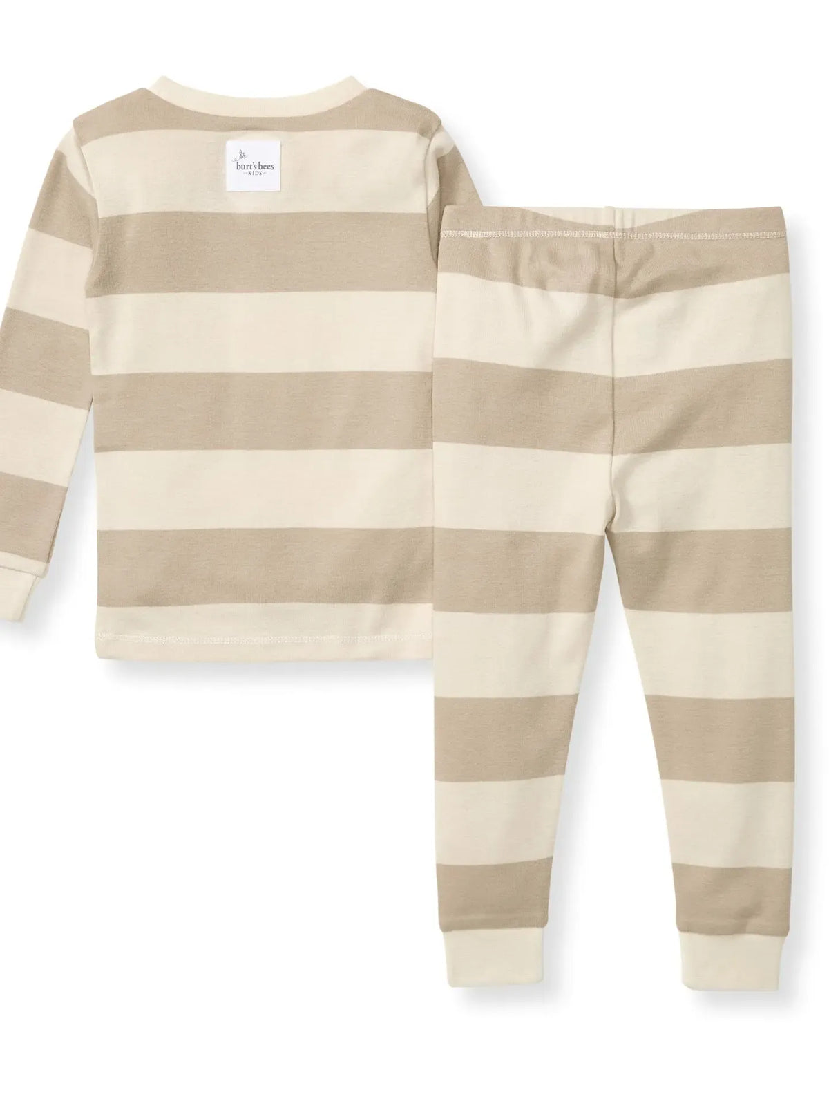 Rugby Stripe Organic Cotton Two-Piece Pajamas - Oat Burt's Bees Baby Lil Tulips