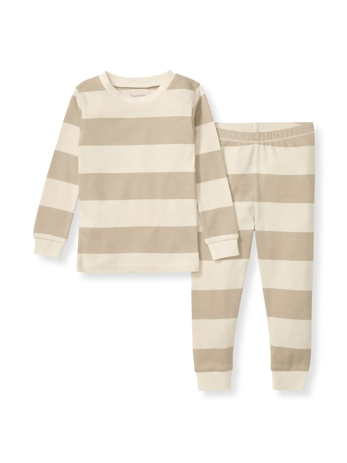 Rugby Stripe Organic Cotton Two-Piece Pajamas - Oat Burt's Bees Baby Lil Tulips
