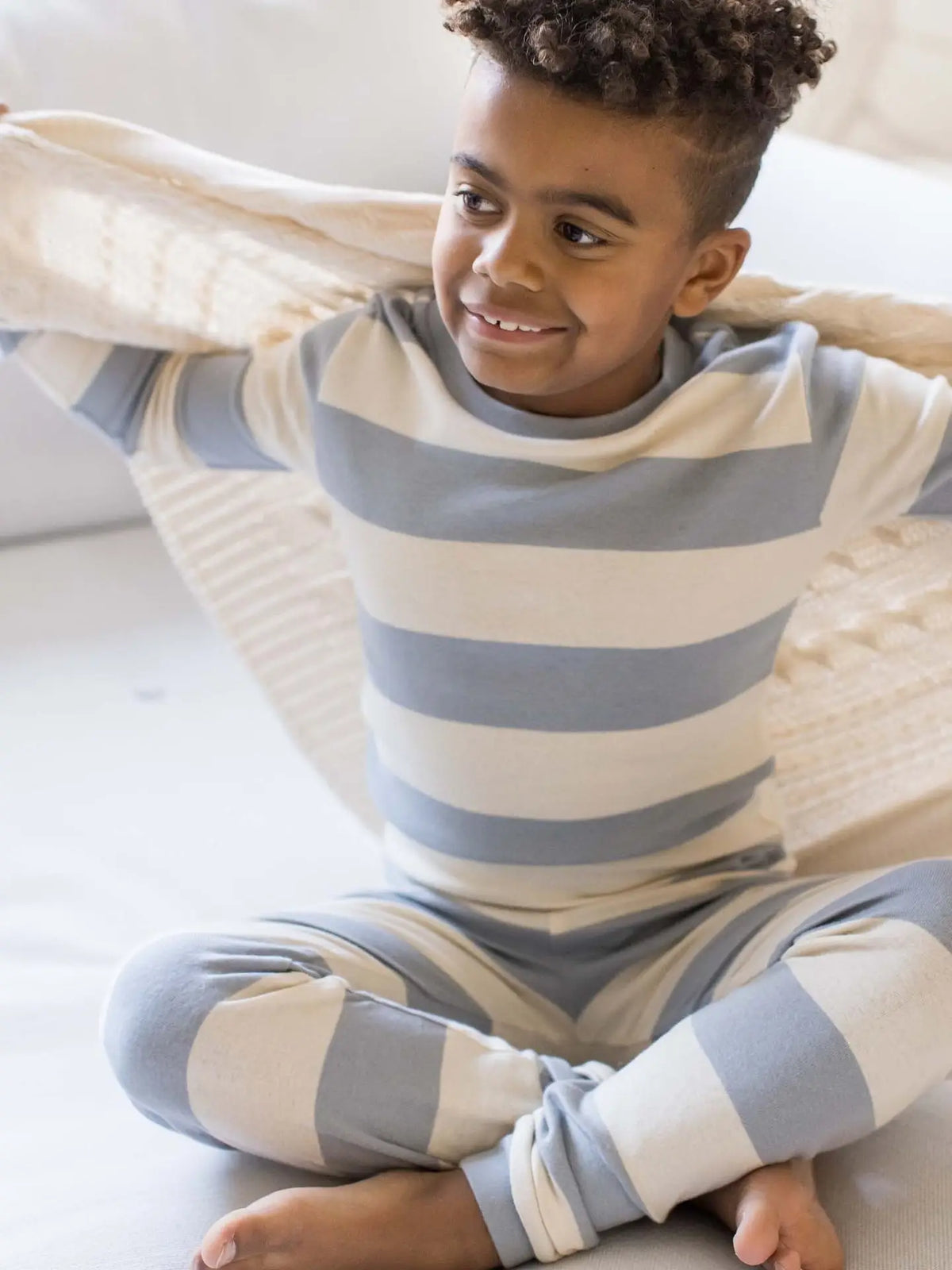 Rugby Stripe Organic Cotton Two-Piece Pajamas - Quarry Burt's Bees Baby Lil Tulips