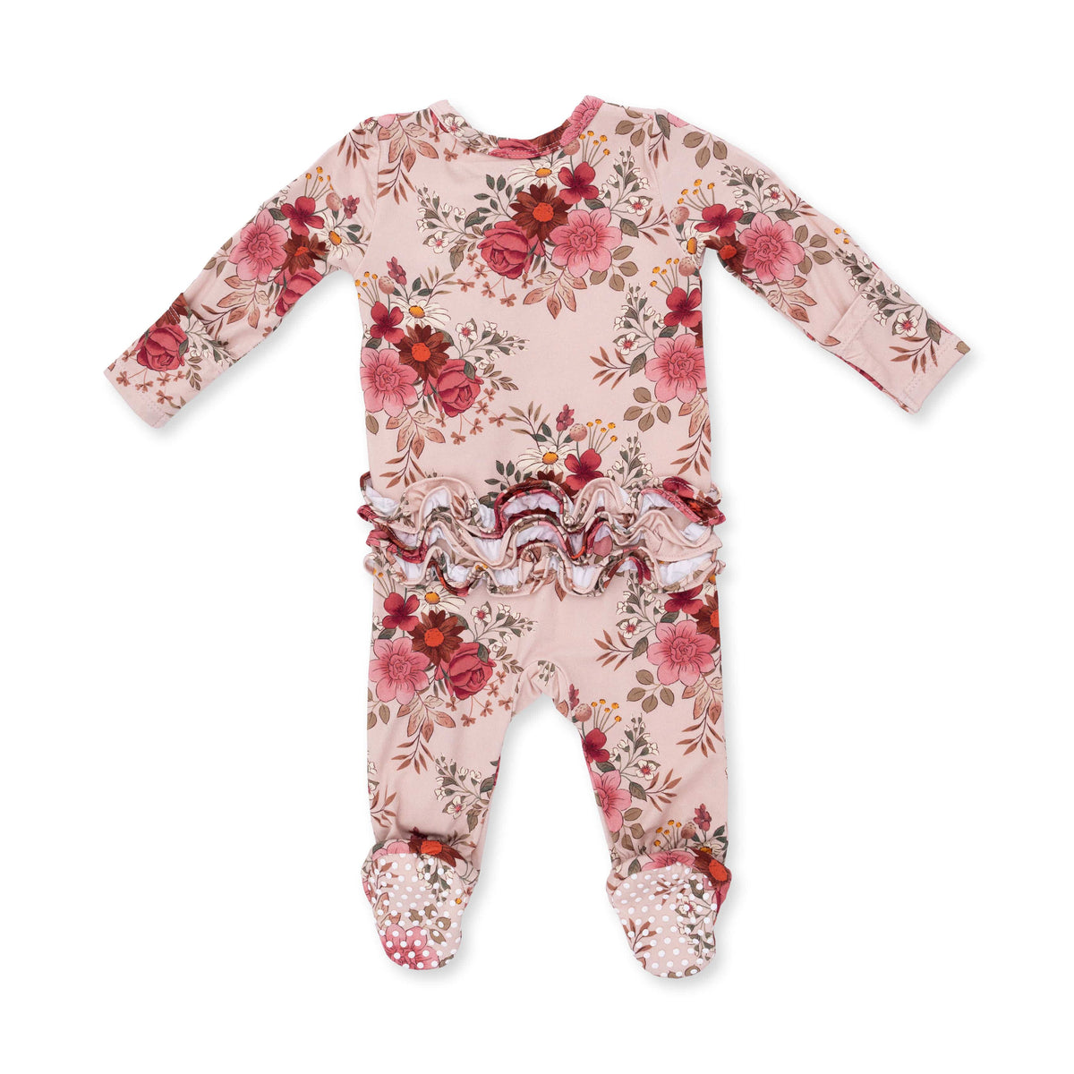 Sabrina Floral - 2 Way Ruffle Back Zipper Footie Angel Dear Lil Tulips
