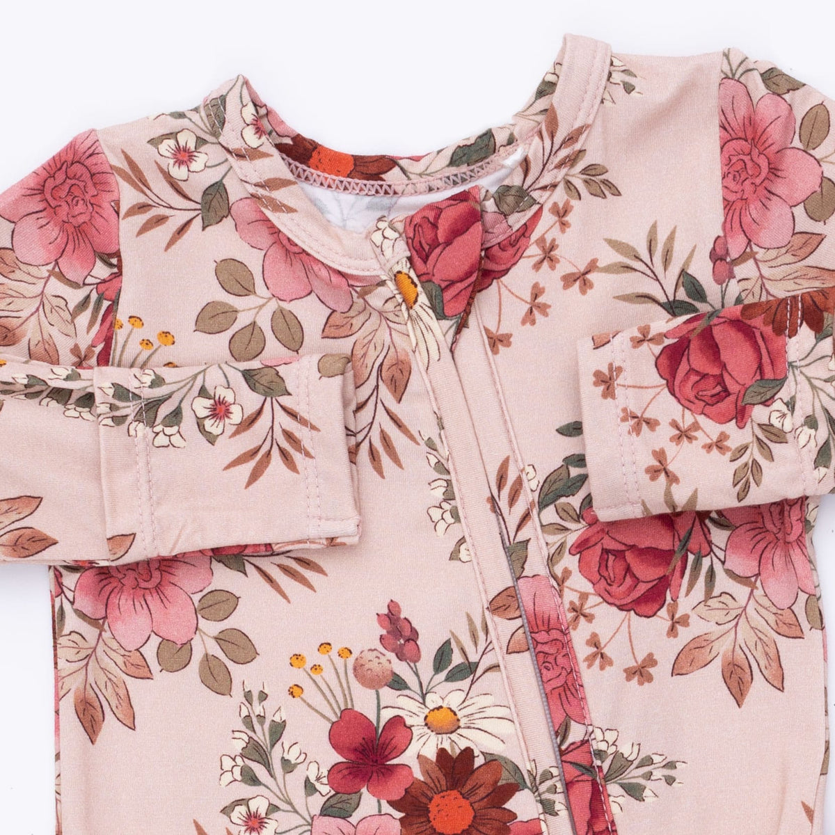 Sabrina Floral - 2 Way Ruffle Back Zipper Footie Angel Dear Lil Tulips