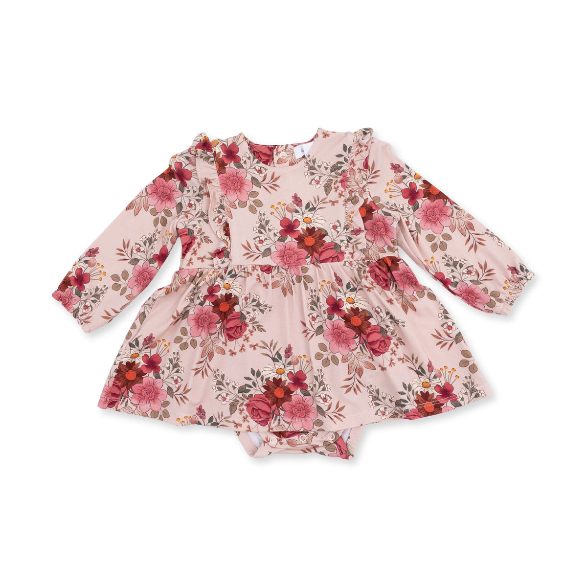 Sabrina Floral - Long Sleeve Ruffle Bodysuit Dress Angel Dear Lil Tulips