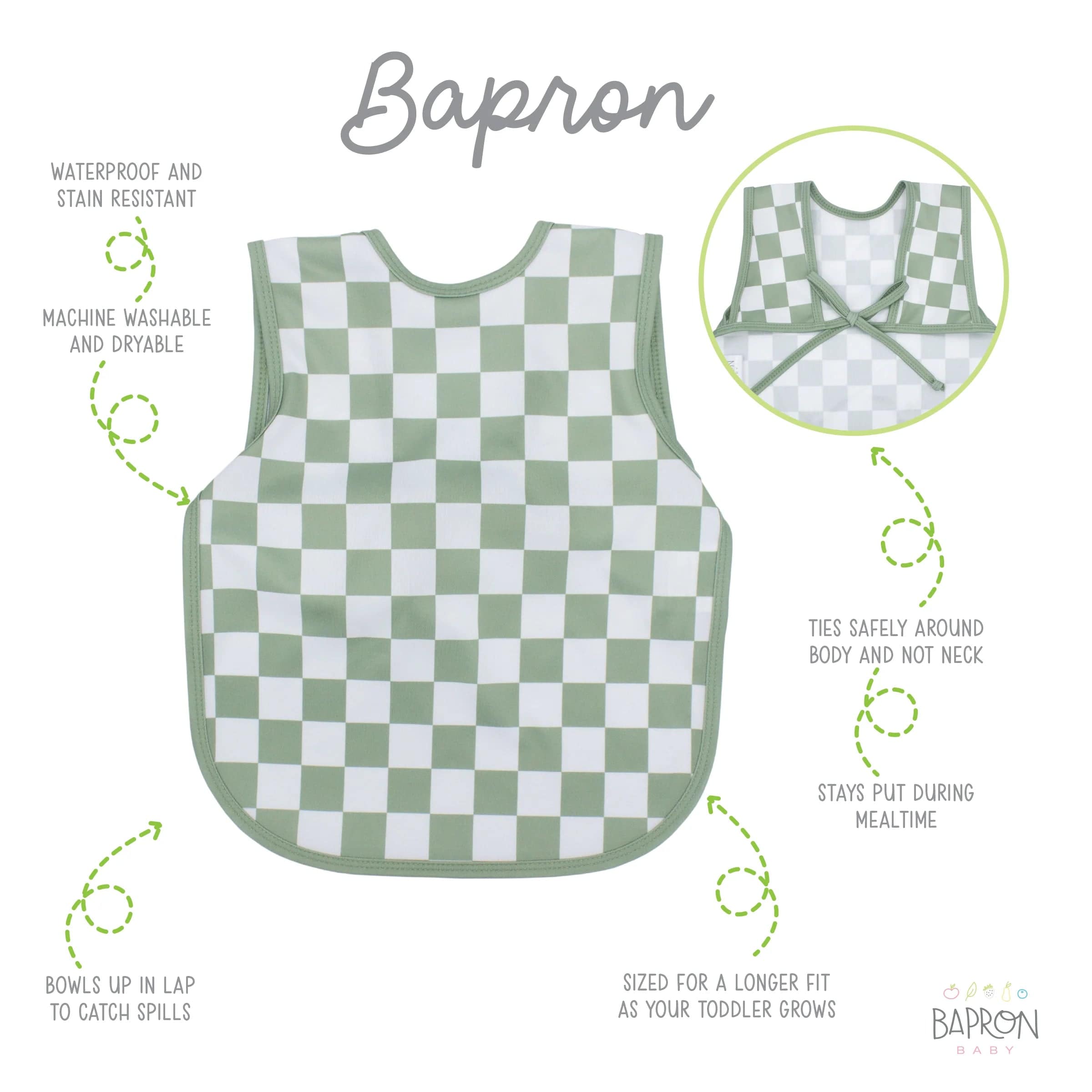 Sage Checkerboard Bapron BapronBaby Lil Tulips