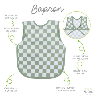 Sage Checkerboard Bapron BapronBaby Lil Tulips