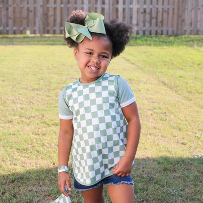Sage Checkerboard Bapron BapronBaby Lil Tulips
