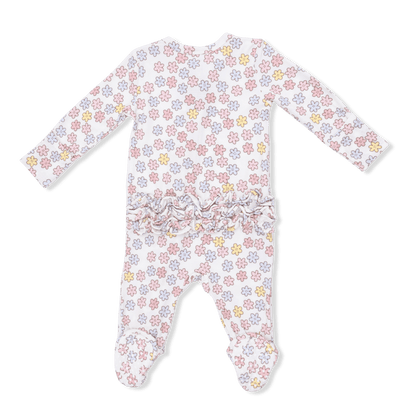 Sarah Floral - 2 Way Ruffle Back Zipper Footie Angel Dear Lil Tulips