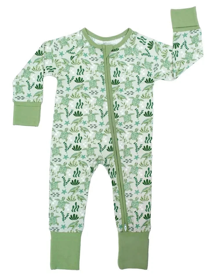 Save the Sea Turtles Bamboo Convertible Romper Pajamas Emerson and Friends Baby & Toddler Clothing Lil Tulips