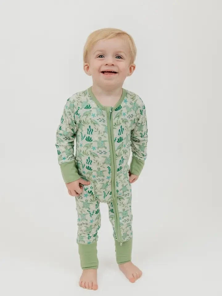 Save the Sea Turtles Bamboo Convertible Romper Pajamas Emerson and Friends Baby & Toddler Clothing Lil Tulips