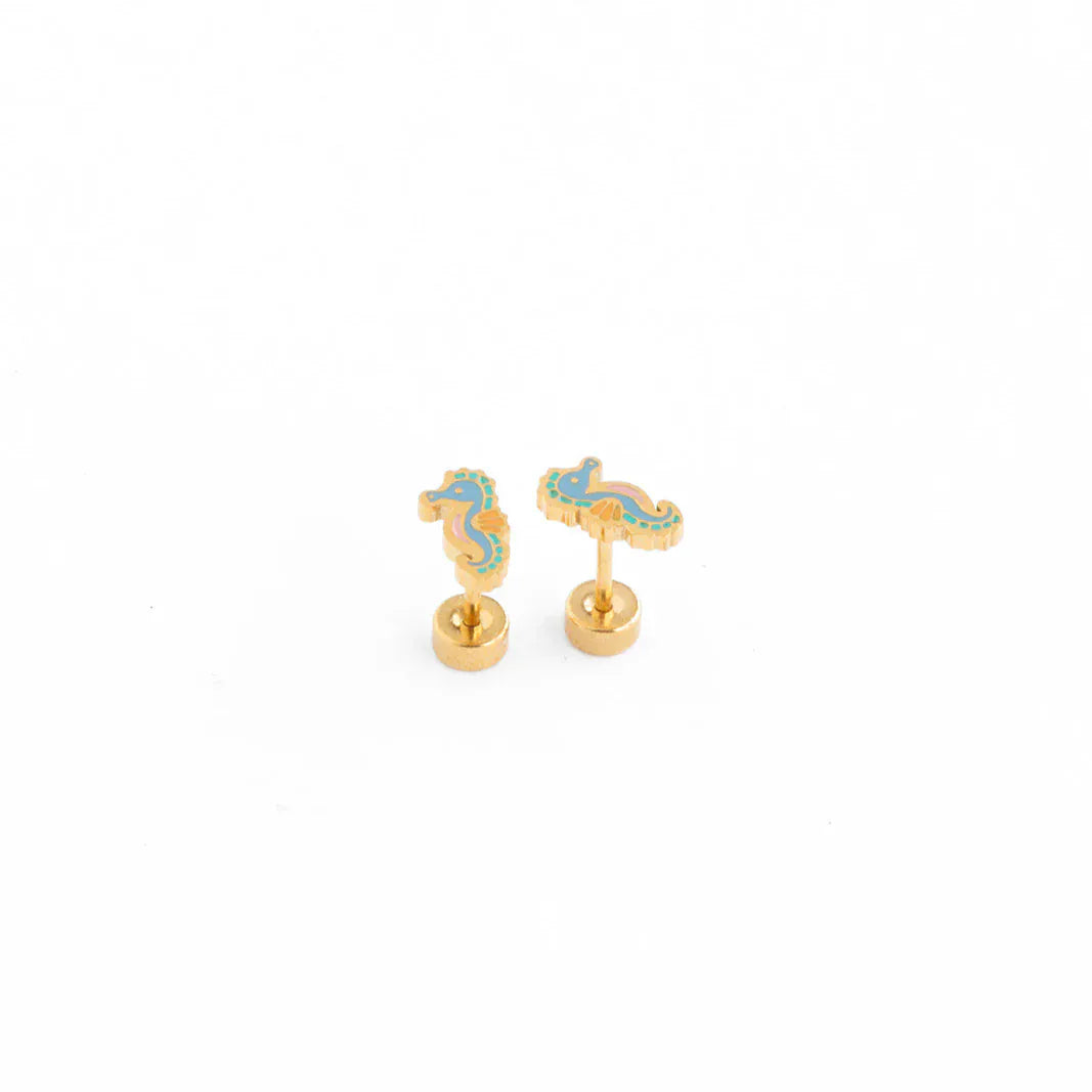 Seahorse Flat Back Earrings Pip Pop Post Lil Tulips