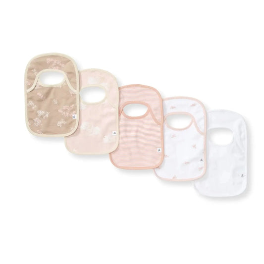 Set of 5 Whimsical Floral Lap Shoulder Bibs Burt's Bees Baby Lil Tulips