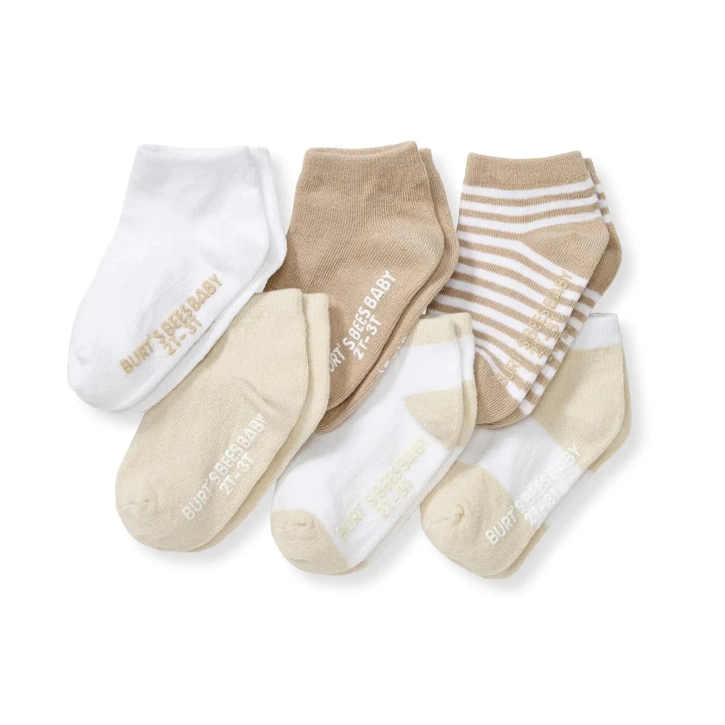 Set of 6 Multi Ankle Socks - Oat Burt's Bees Baby Lil Tulips