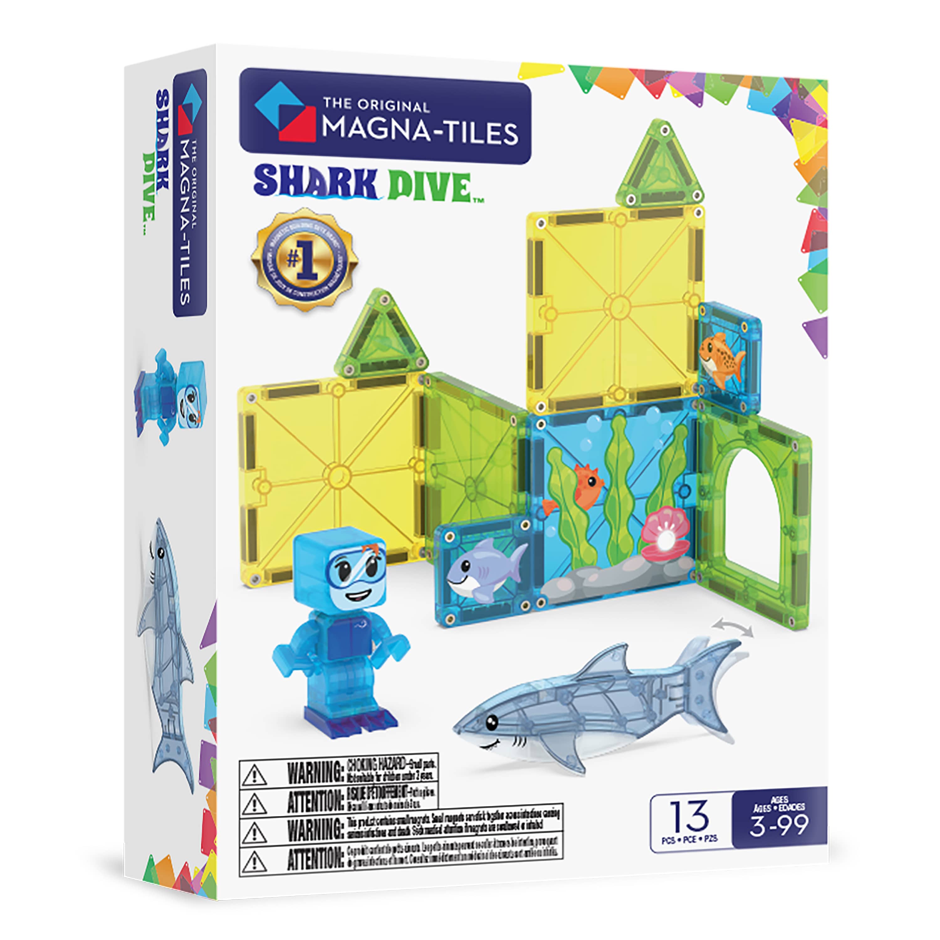 Shark Dive 13 Piece Set Magna-Tiles Lil Tulips