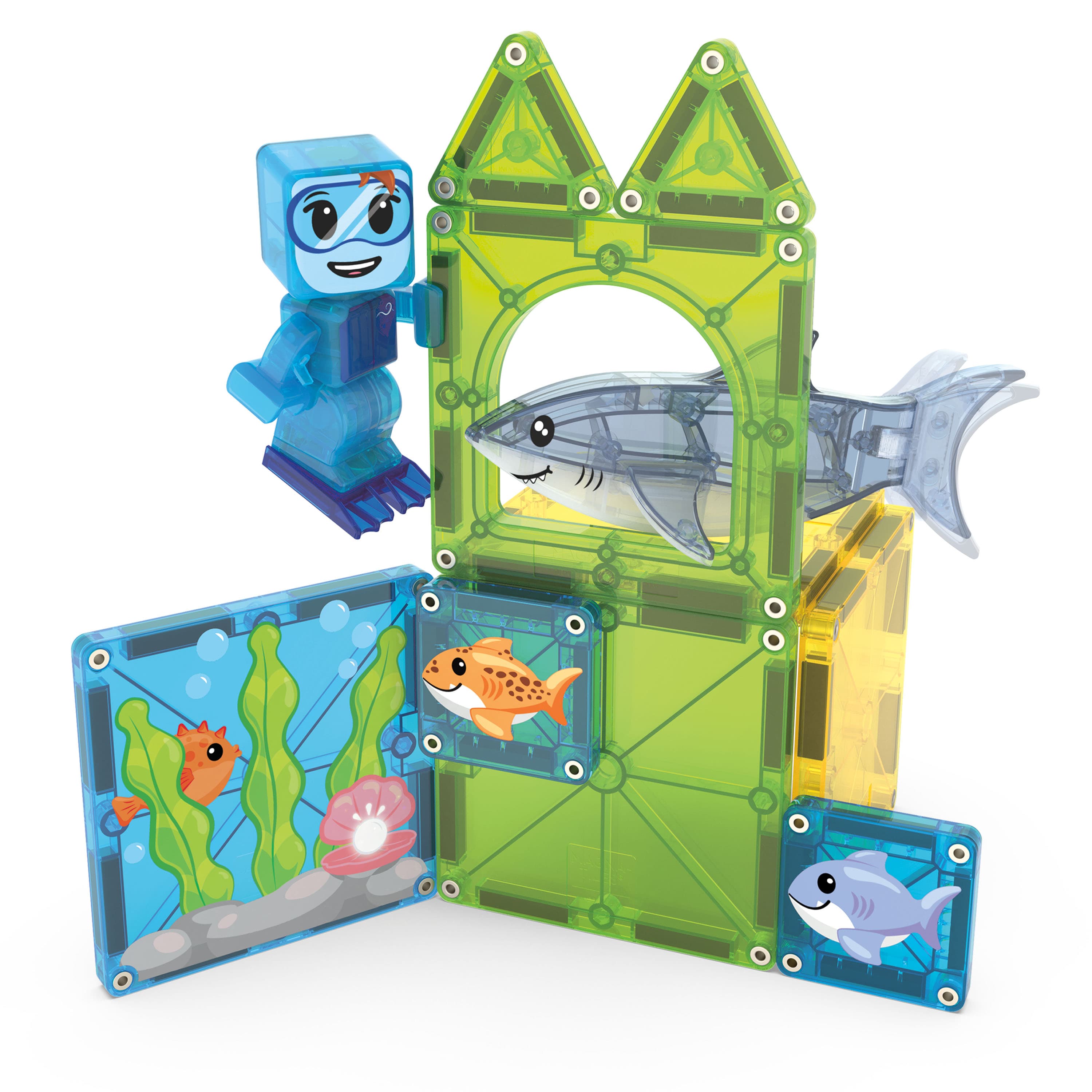 Shark Dive 13 Piece Set Magna-Tiles Lil Tulips
