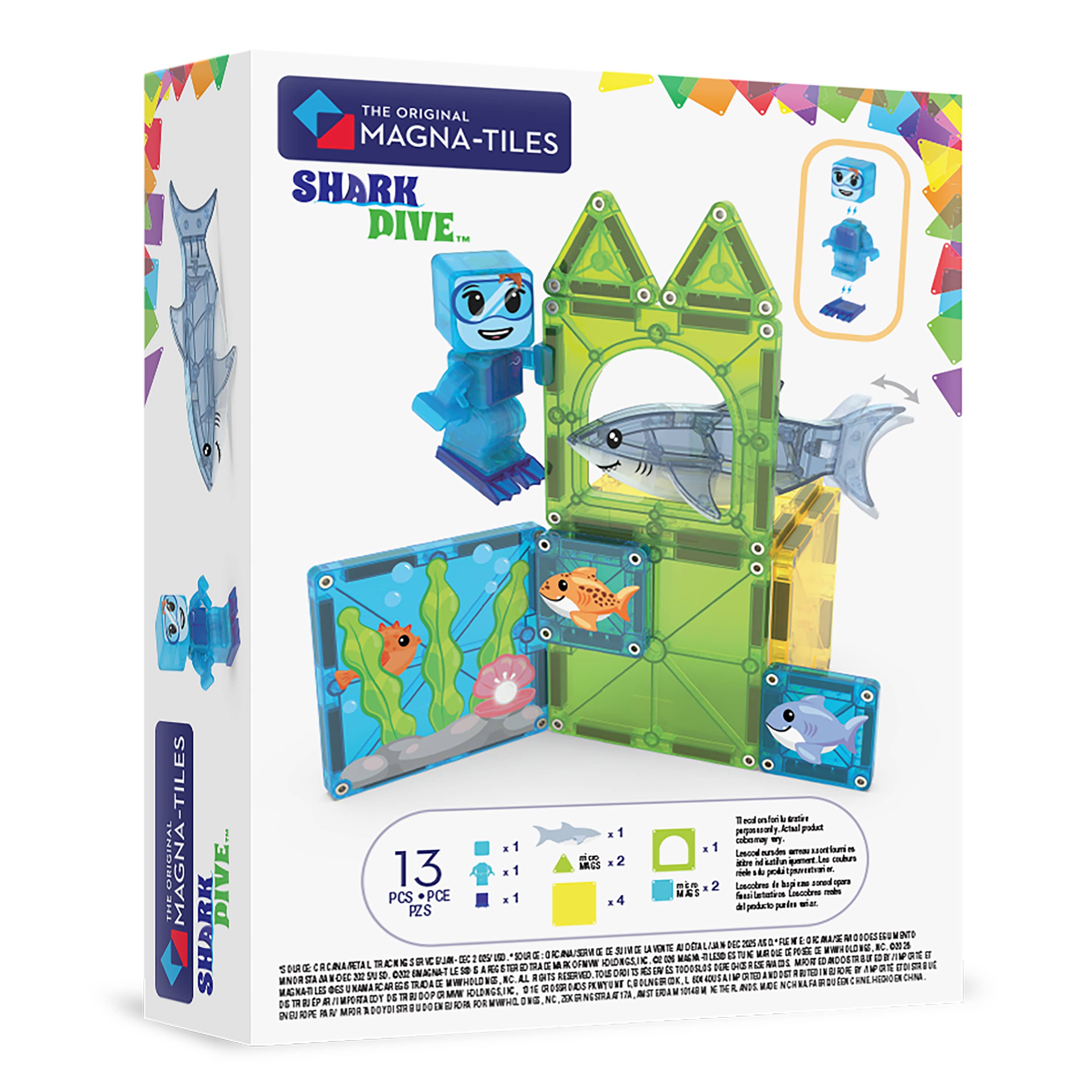 Shark Dive 13 Piece Set Magna-Tiles Lil Tulips