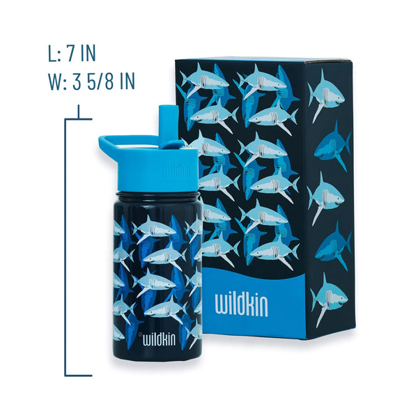 Sharks 14 oz Stainless Steel Water Bottle Wildkin Lil Tulips
