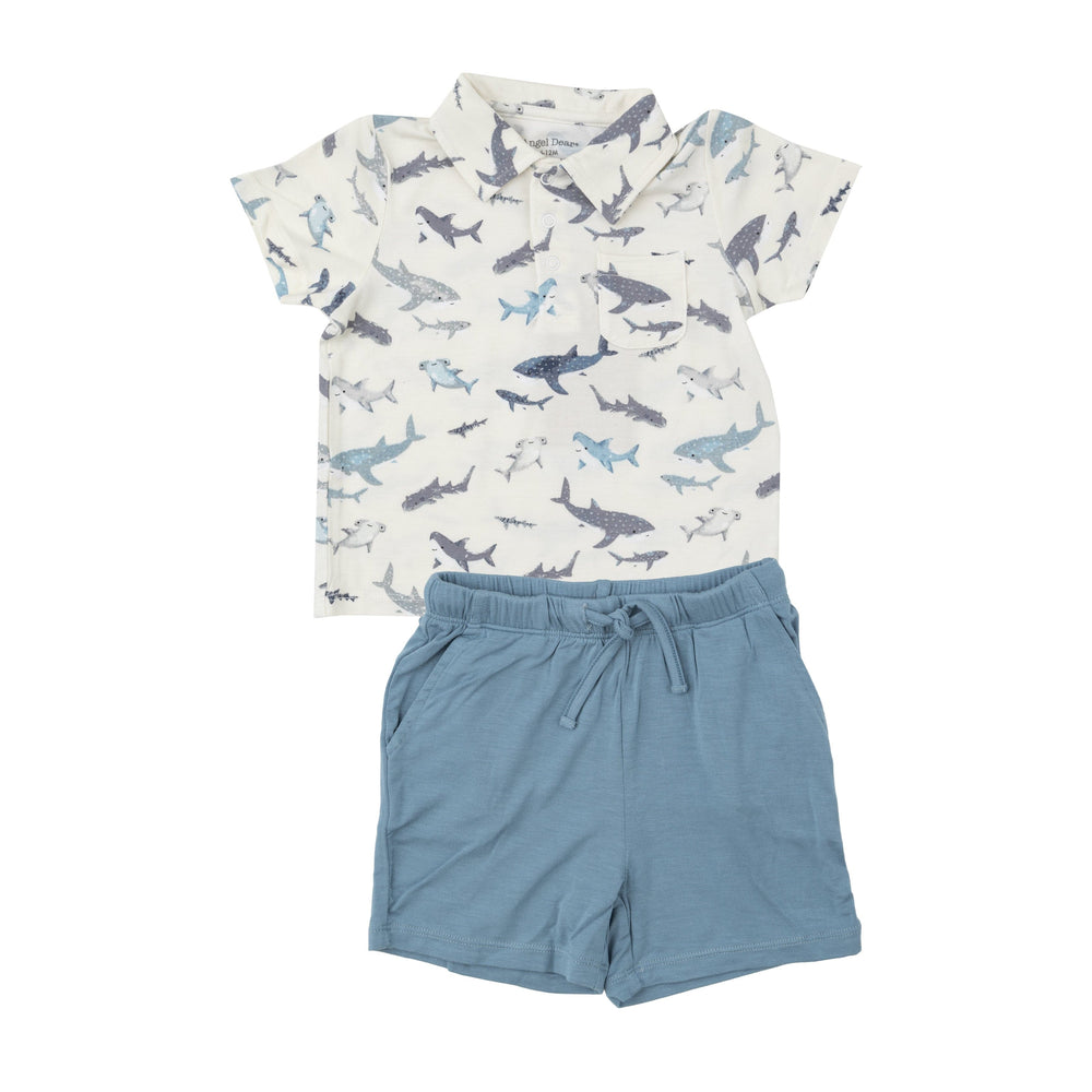 Sharks Polo Shirt & Shorts Set Angel Dear Lil Tulips