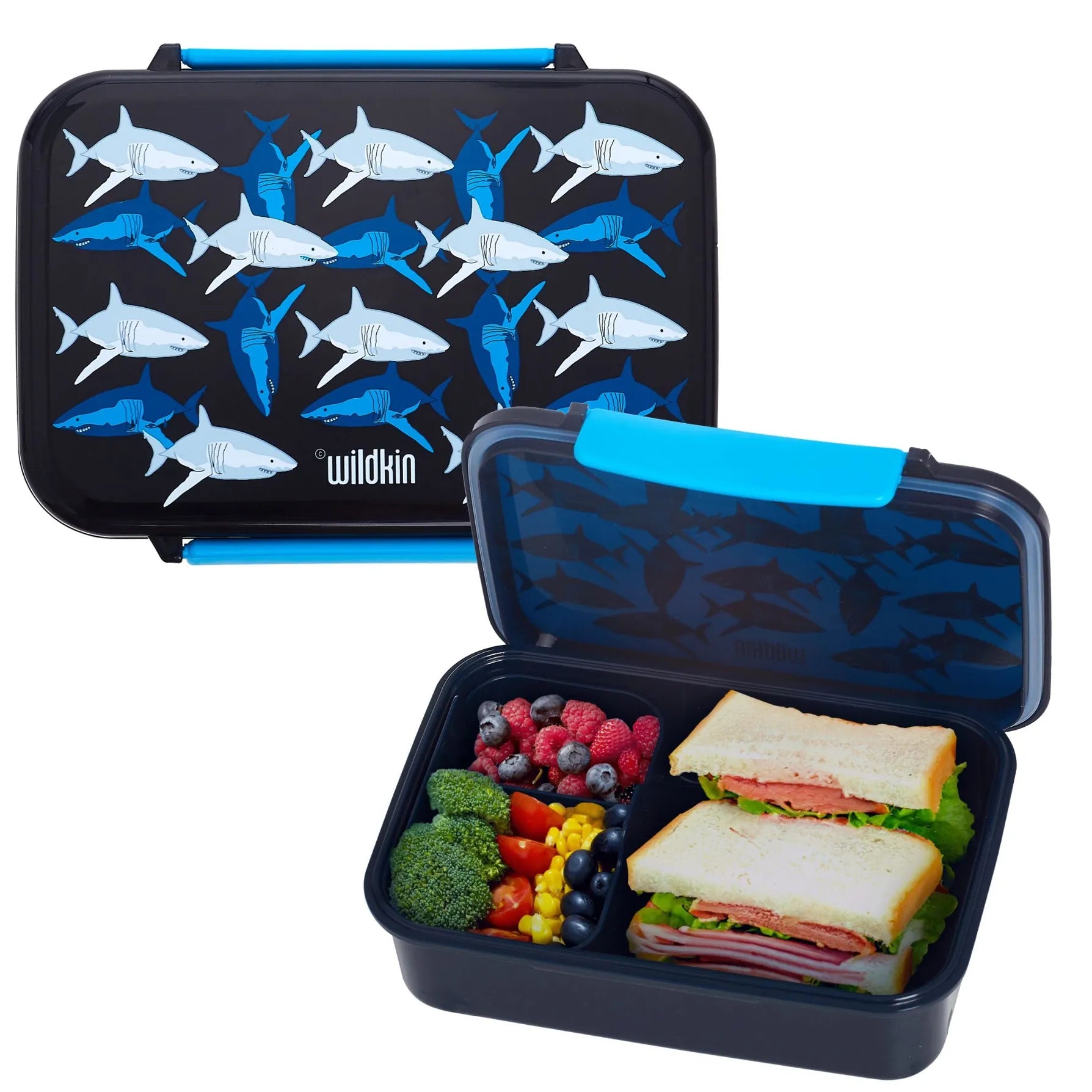 Sharks Reusable Food Container Bento Box Wildkin Lil Tulips