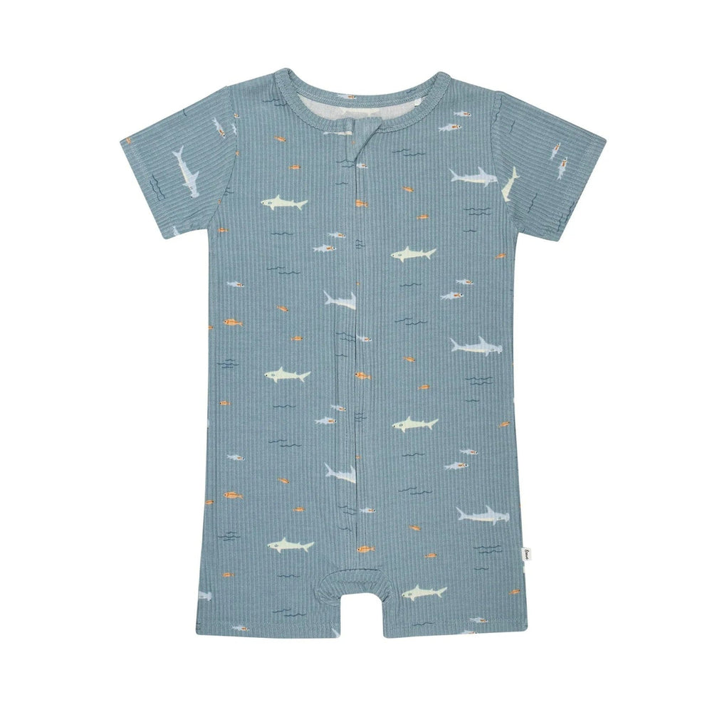 Sharks Small Ribbed Summer Zip Romper Brave Little Ones Lil Tulips