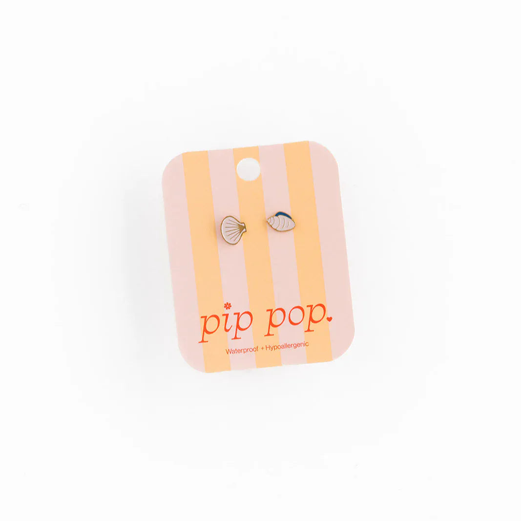 Shell Flat Back Earrings Pip Pop Post Lil Tulips