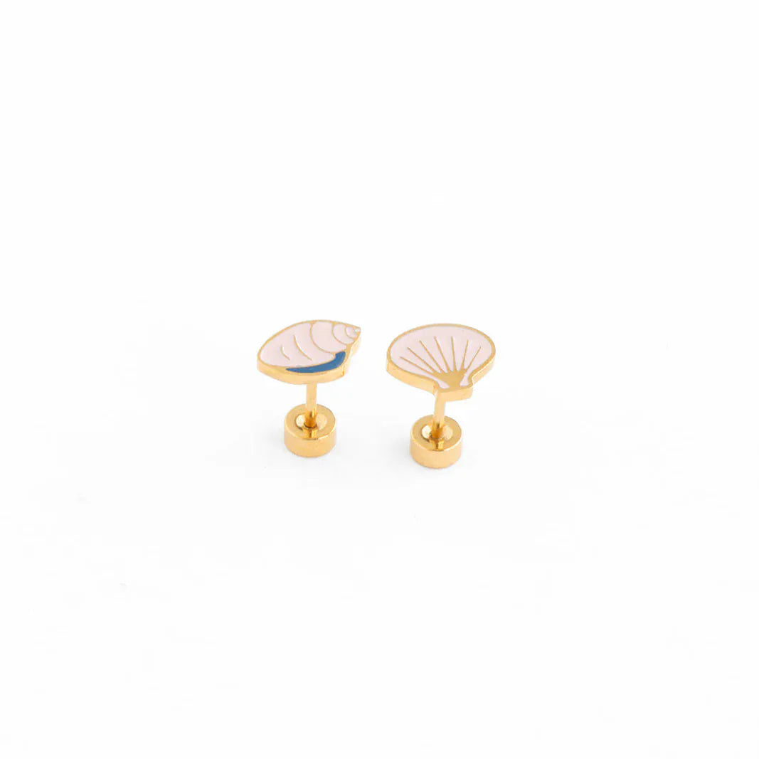 Shell Flat Back Earrings Pip Pop Post Lil Tulips