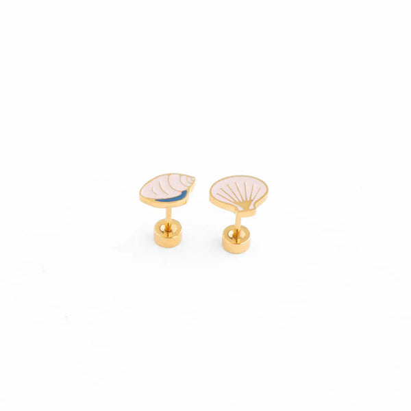 Shell Flat Back Earrings Pip Pop Post Lil Tulips