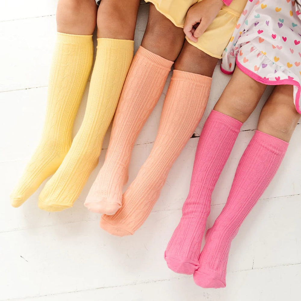 Sherbet Cable Knit Knee High Sock 3-Pack Little Stocking Company Lil Tulips