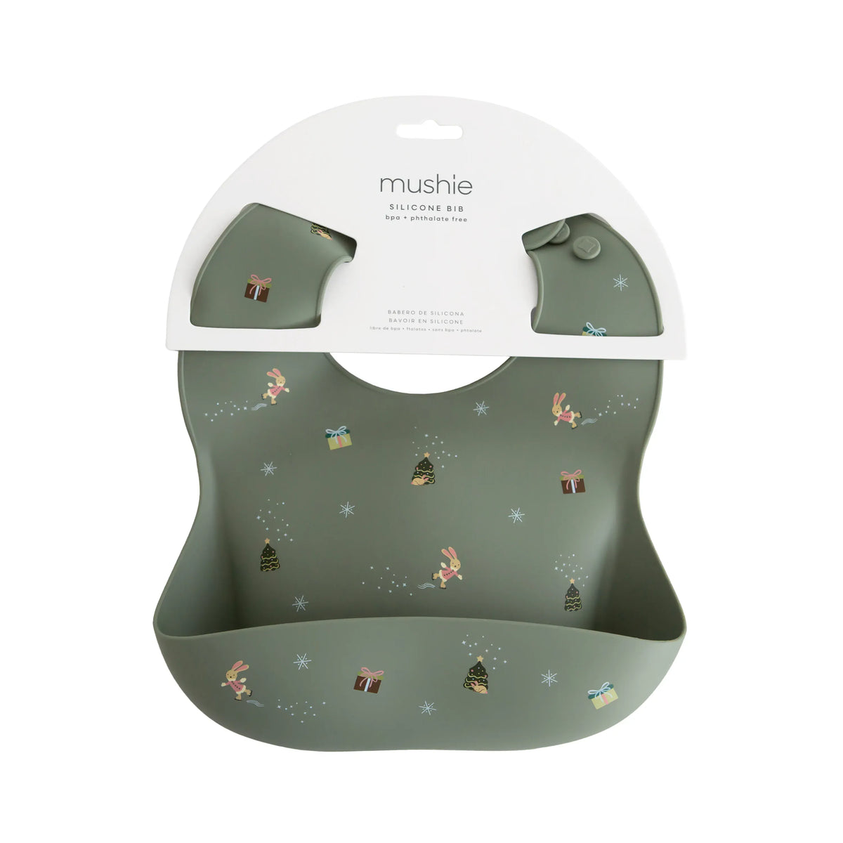 Silicone Baby Bib (Christmas Bunny) Mushie Lil Tulips