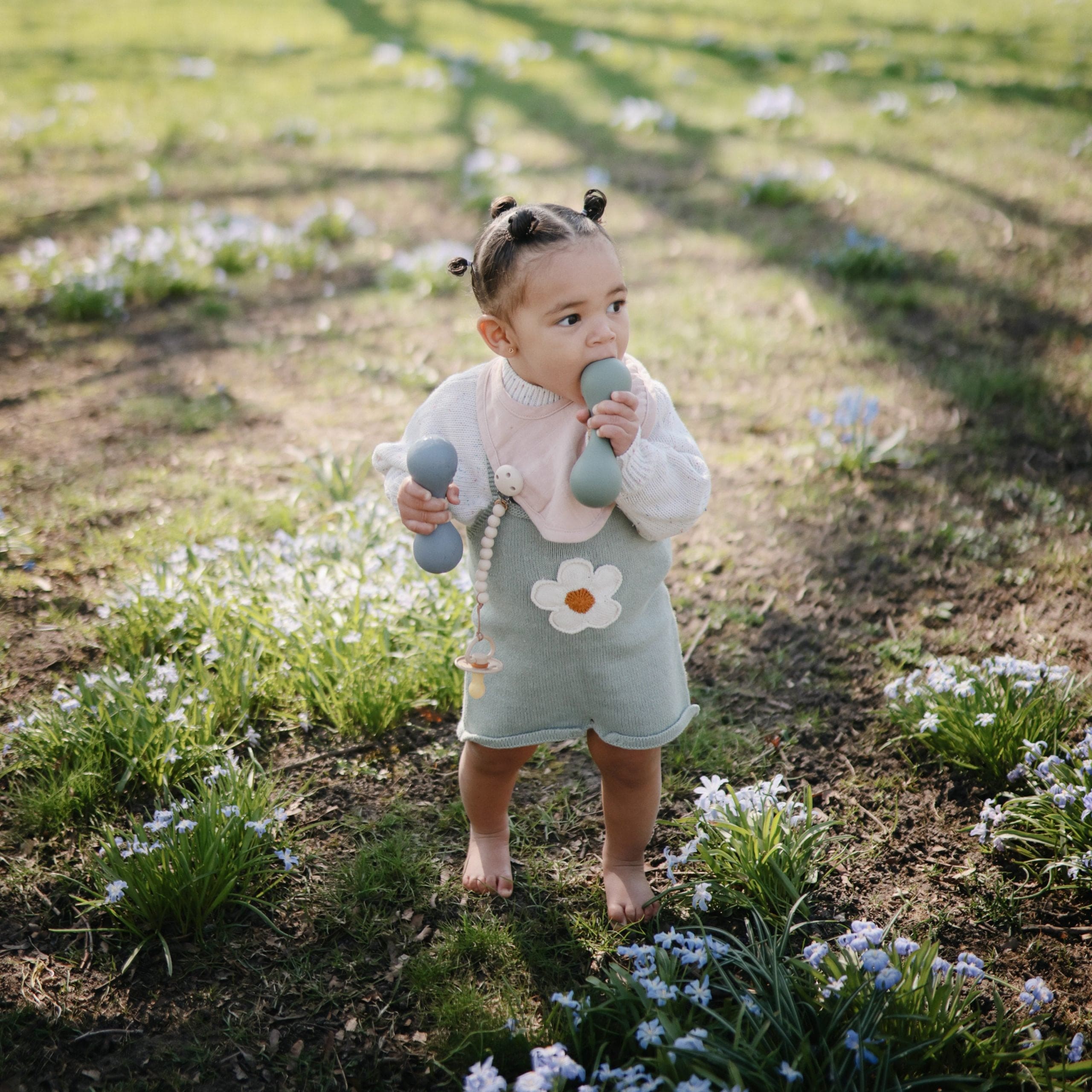 Silicone Baby Rattle Toy (Dried Thyme) Mushie Lil Tulips