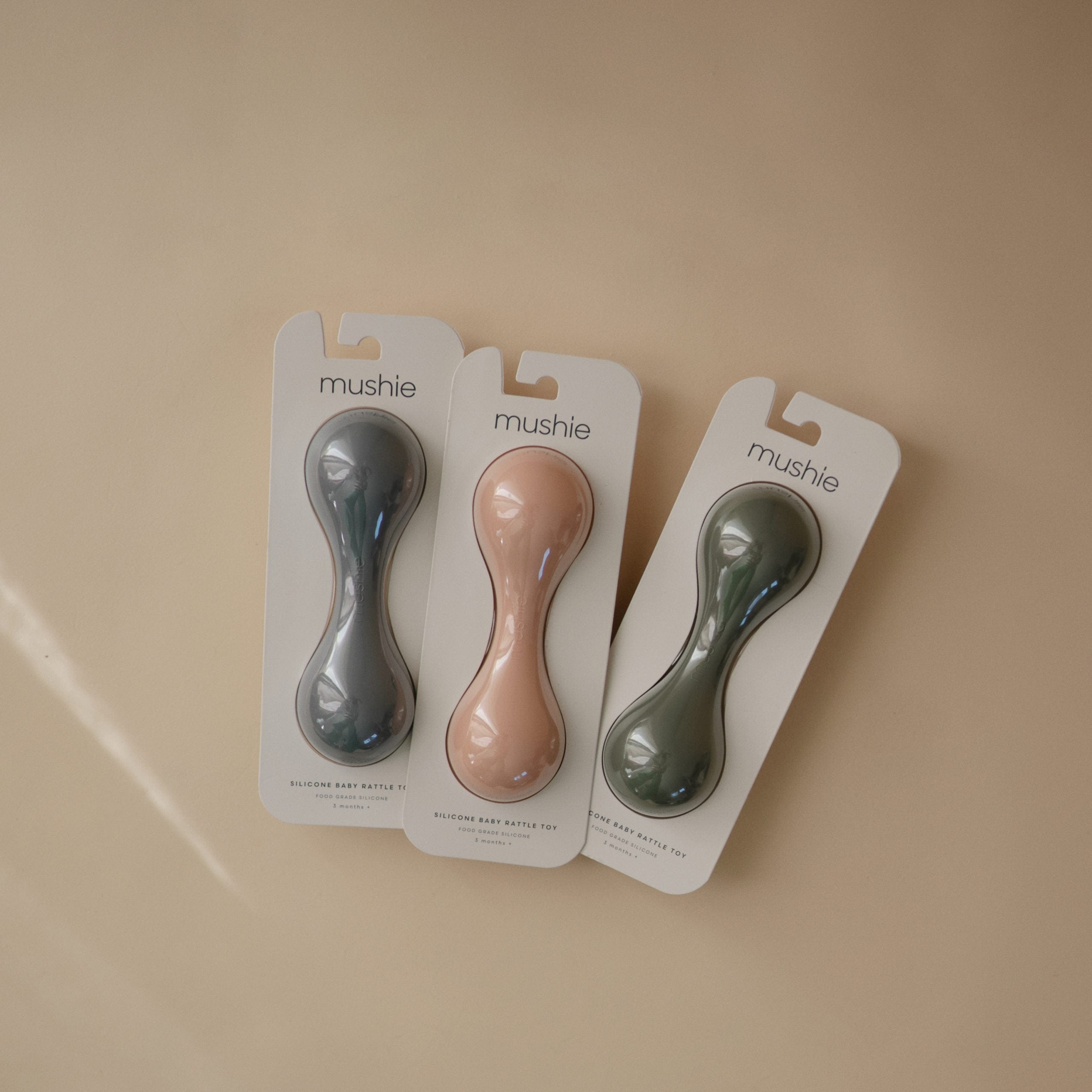Silicone Baby Rattle Toy (Natural) Mushie Lil Tulips