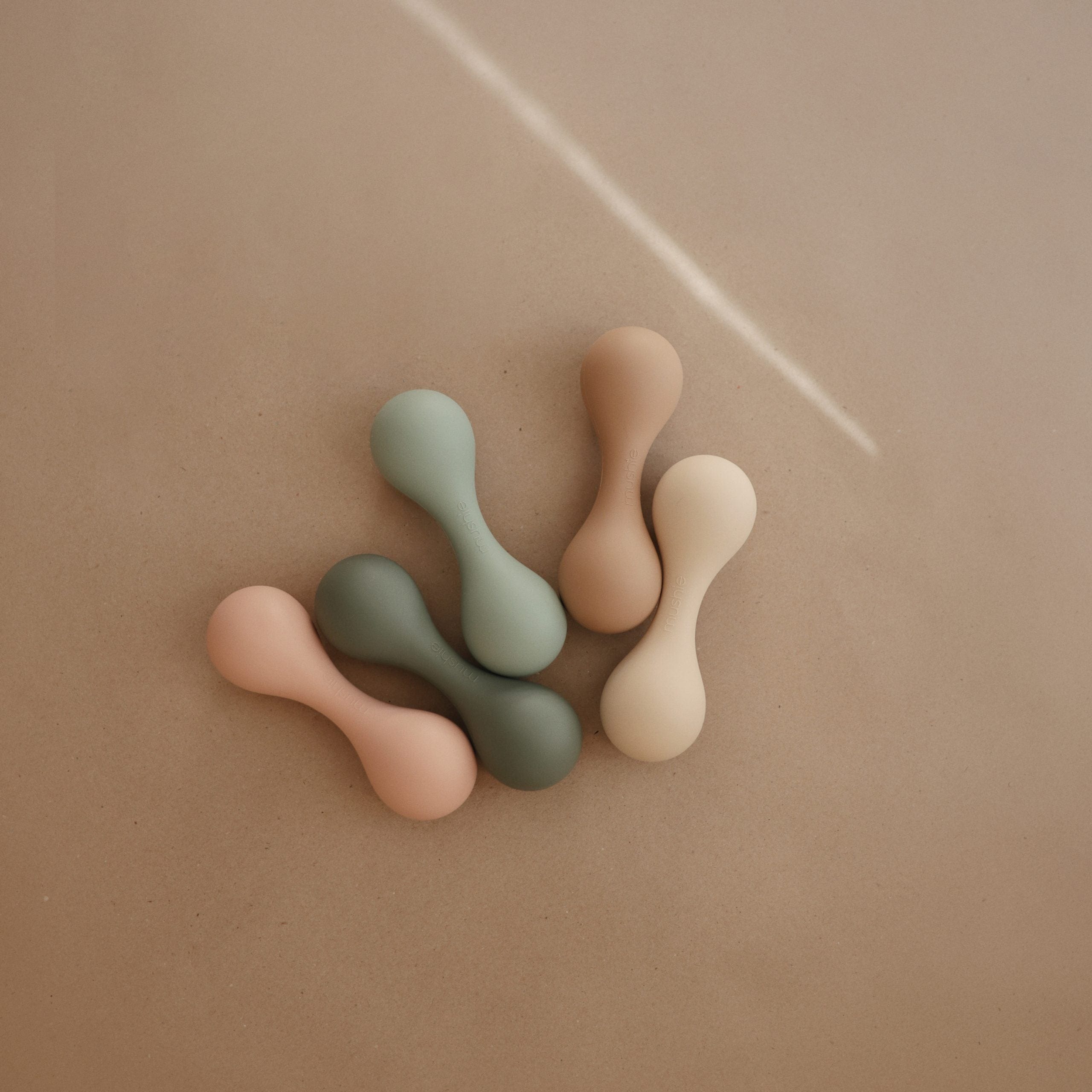 Silicone Baby Rattle Toy (Natural) Mushie Lil Tulips