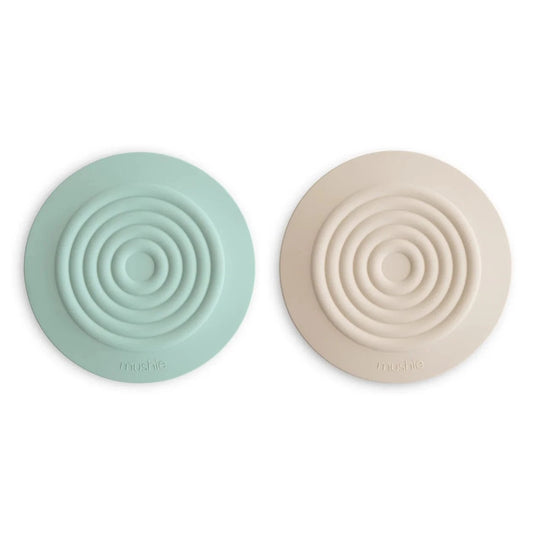 Silicone Drain Stopper 2-Pack - Cambridge Blue/Shifting Sand Mushie Lil Tulips