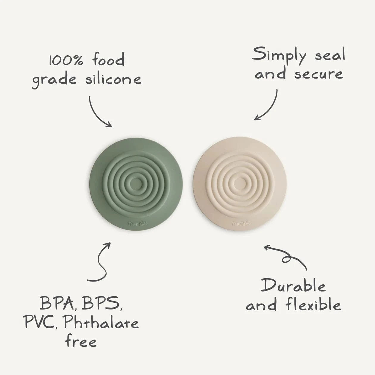 Silicone Drain Stopper 2-Pack - Dried Thyme/Shifting Sand Mushie Lil Tulips