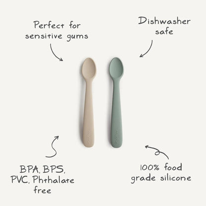 Silicone Feeding Spoons (Powder Blue) 2-Pack Mushie Lil Tulips