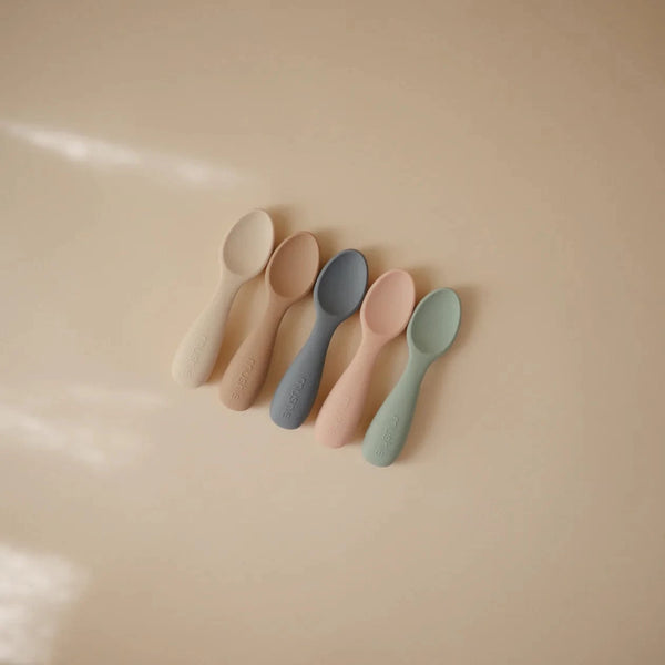 Silicone Toddler Starter Spoons Tradewinds/Shifting Sand 2-Pack Mushie Lil Tulips