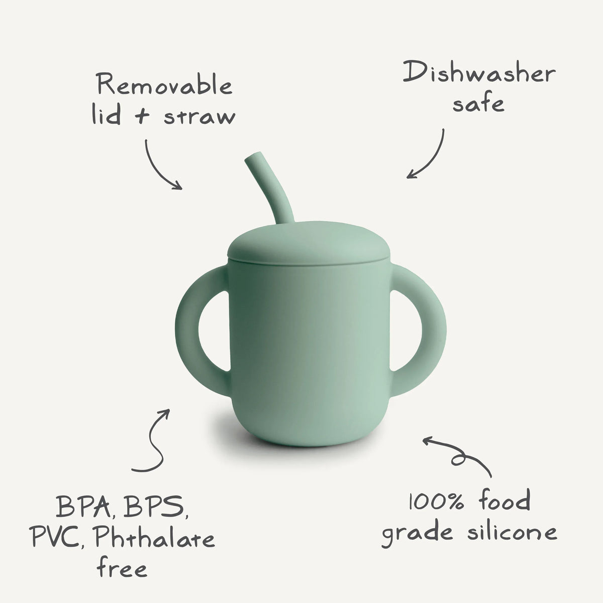 Silicone Training Cup + Straw (Christmas Bunny) Mushie Lil Tulips
