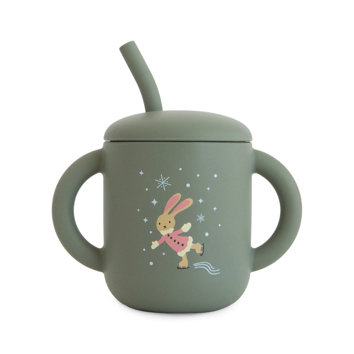 Silicone Training Cup + Straw (Christmas Bunny) Mushie Lil Tulips